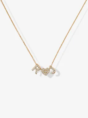 Two Diamond Letters & Heart Necklace