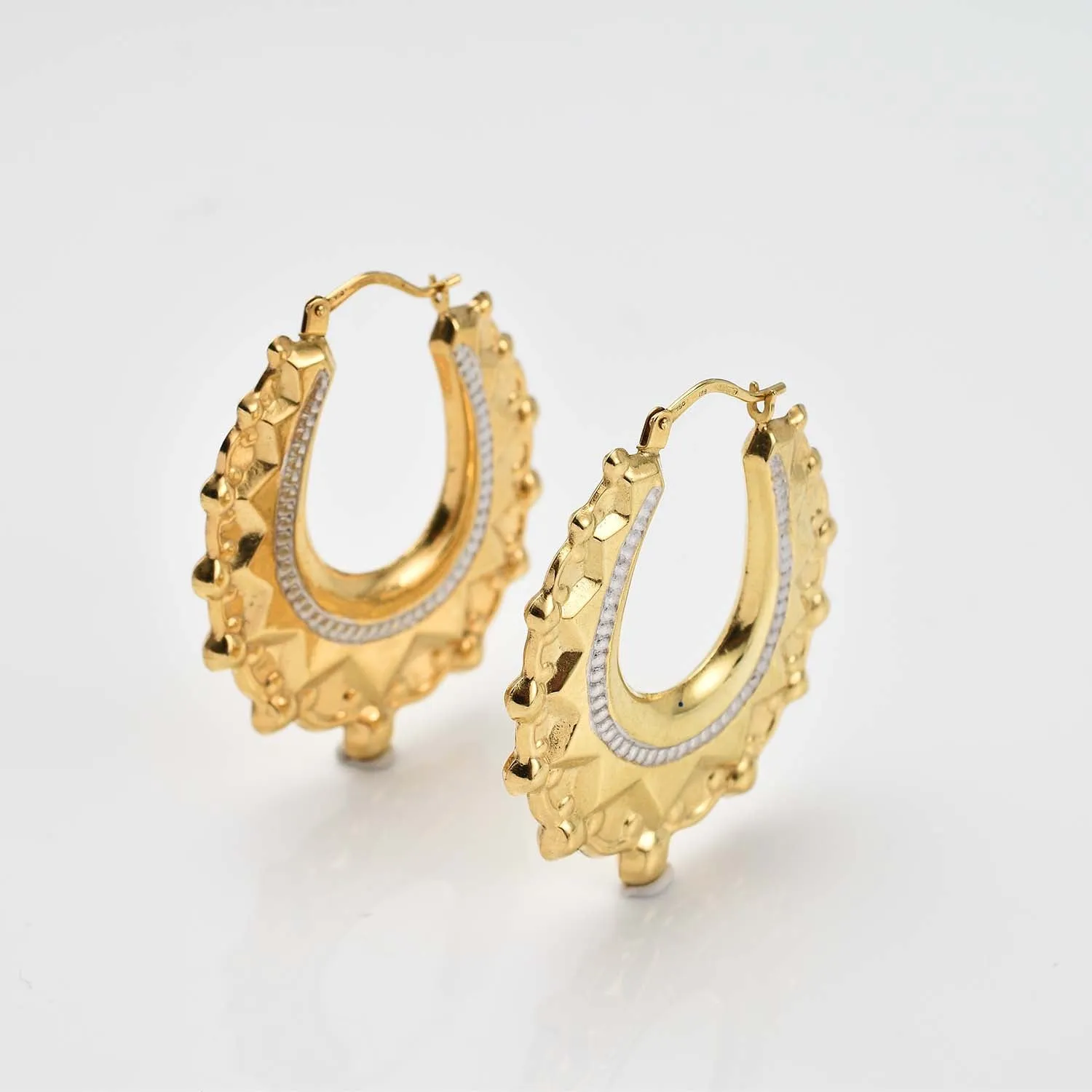Victorian Creole Earrings in 18K Yellow and White Gold