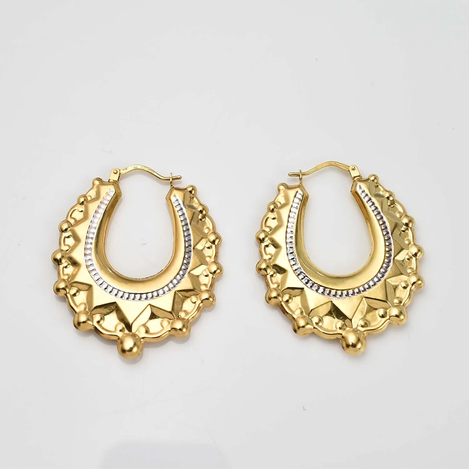 Victorian Creole Earrings in 18K Yellow and White Gold