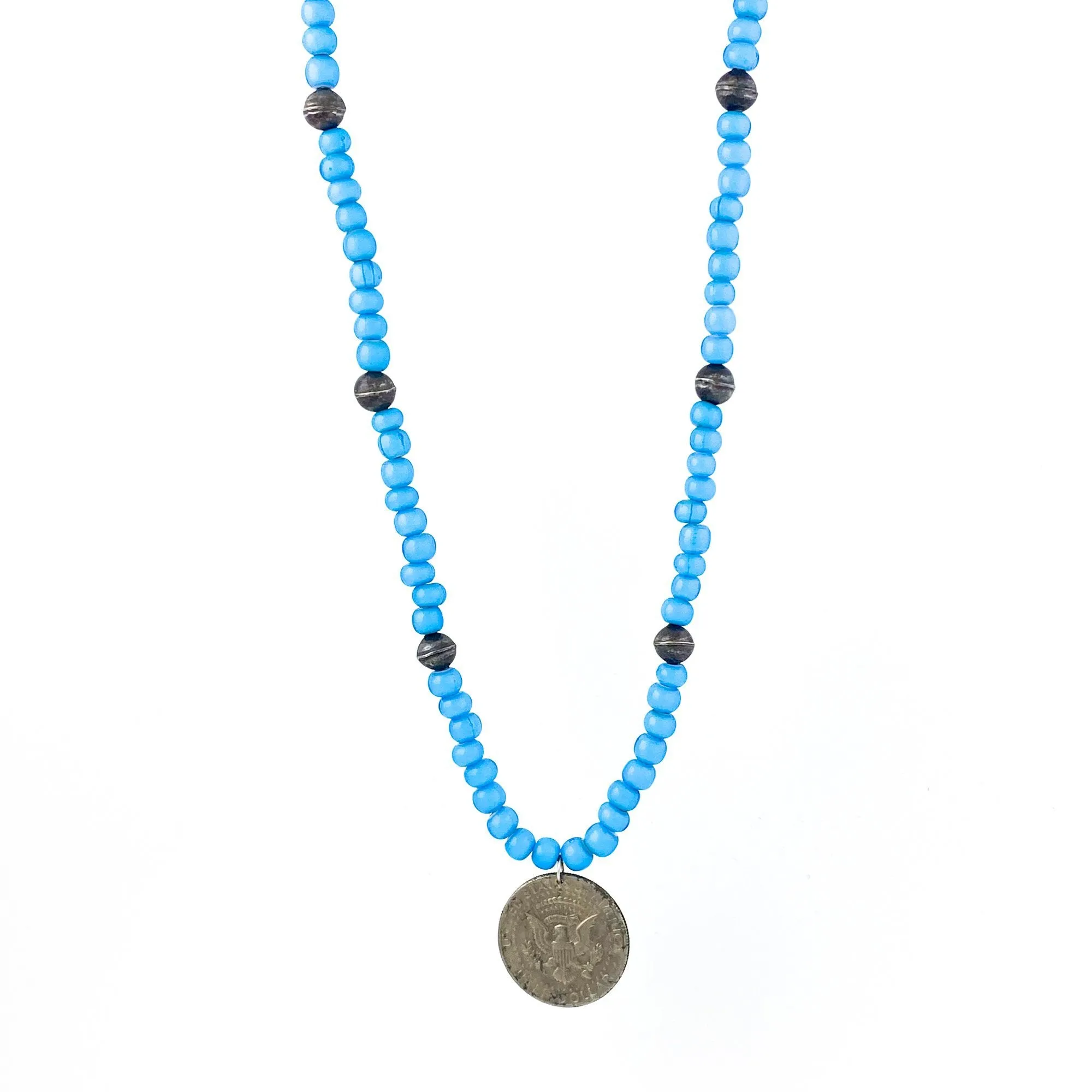Vintage Blue Beaded Necklace