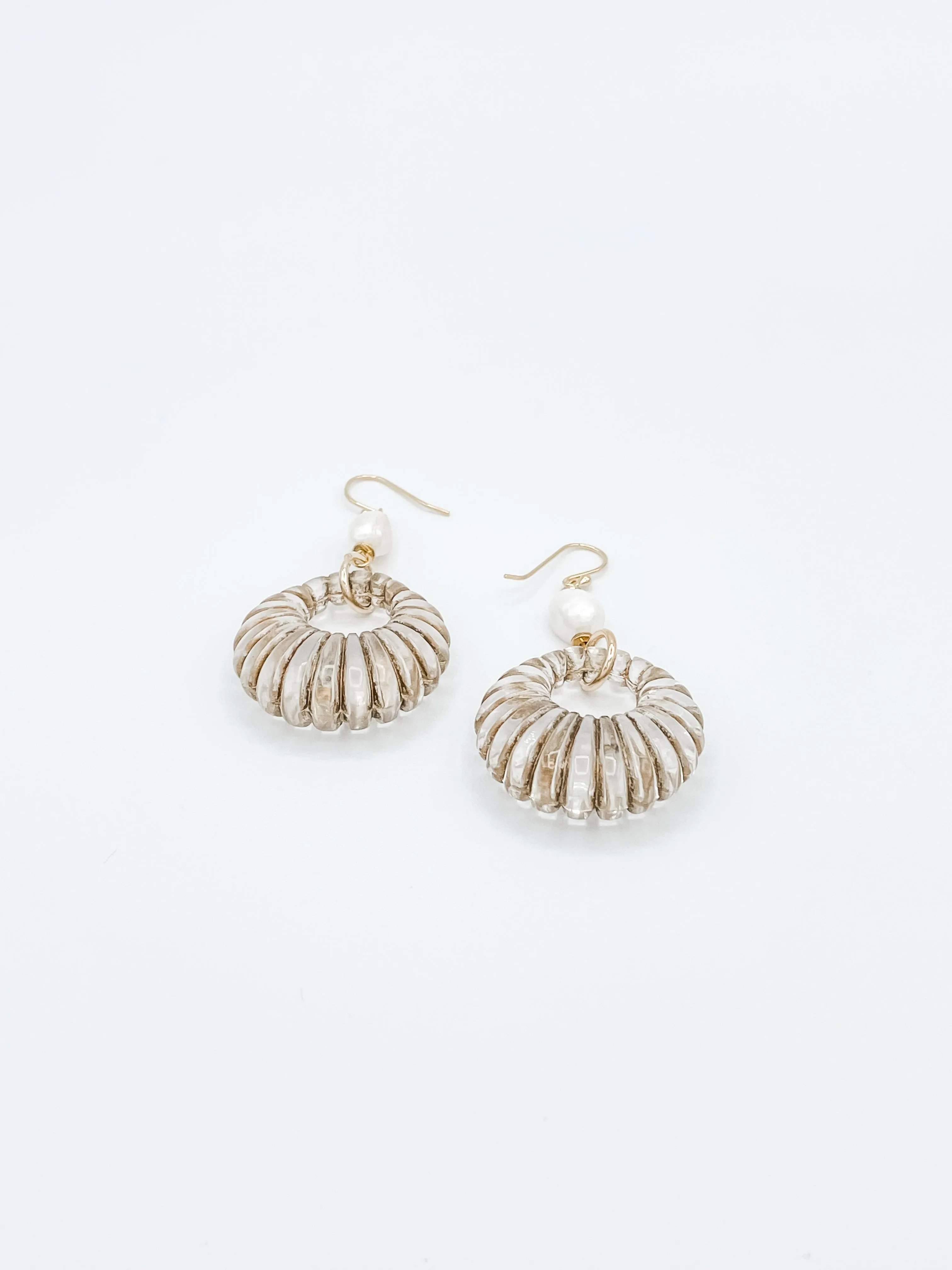 Vintage Dangle Hoop Earrings with Freshwater Pearl