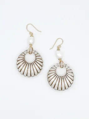 Vintage Dangle Hoop Earrings with Freshwater Pearl