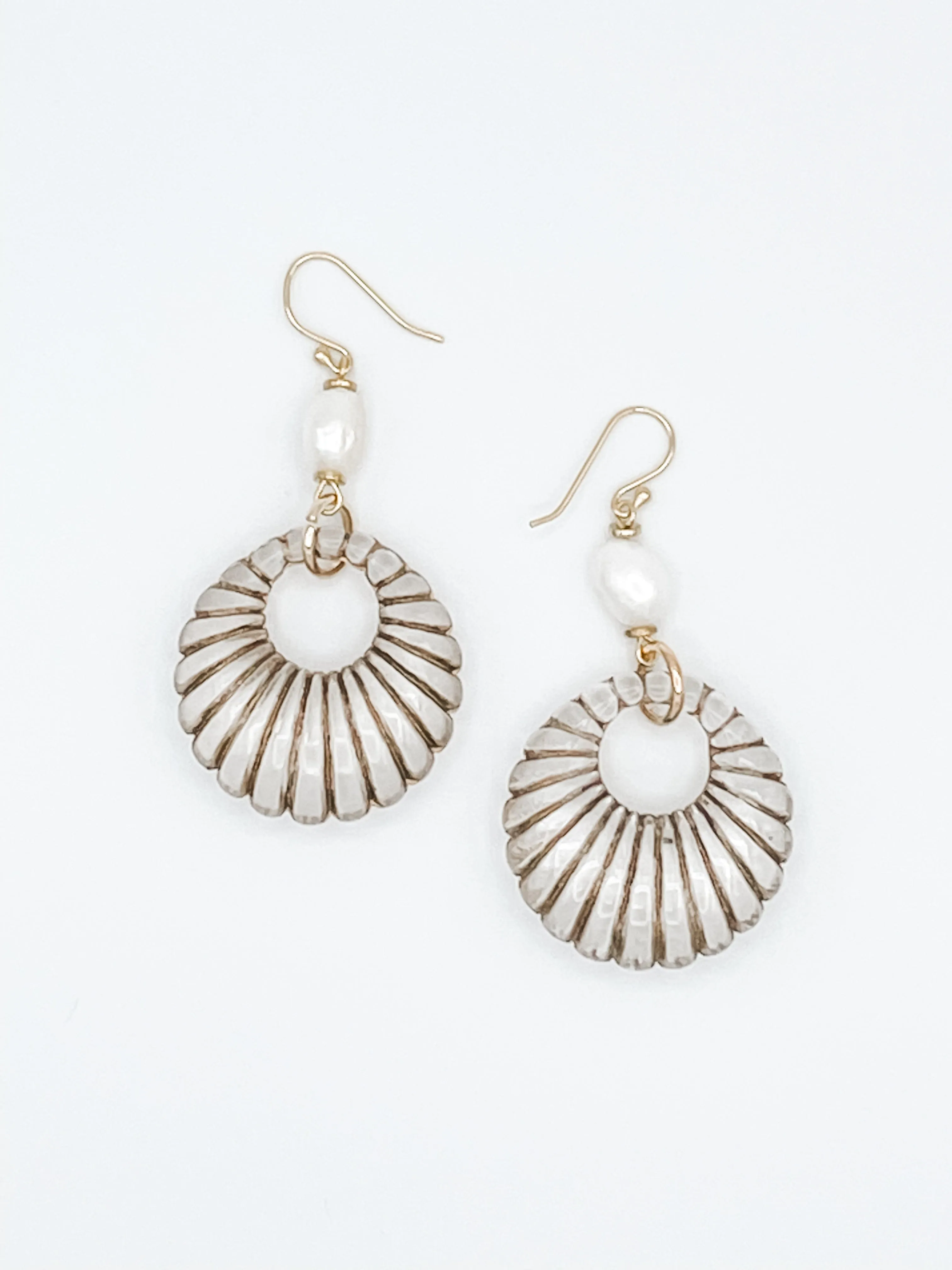 Vintage Dangle Hoop Earrings with Freshwater Pearl