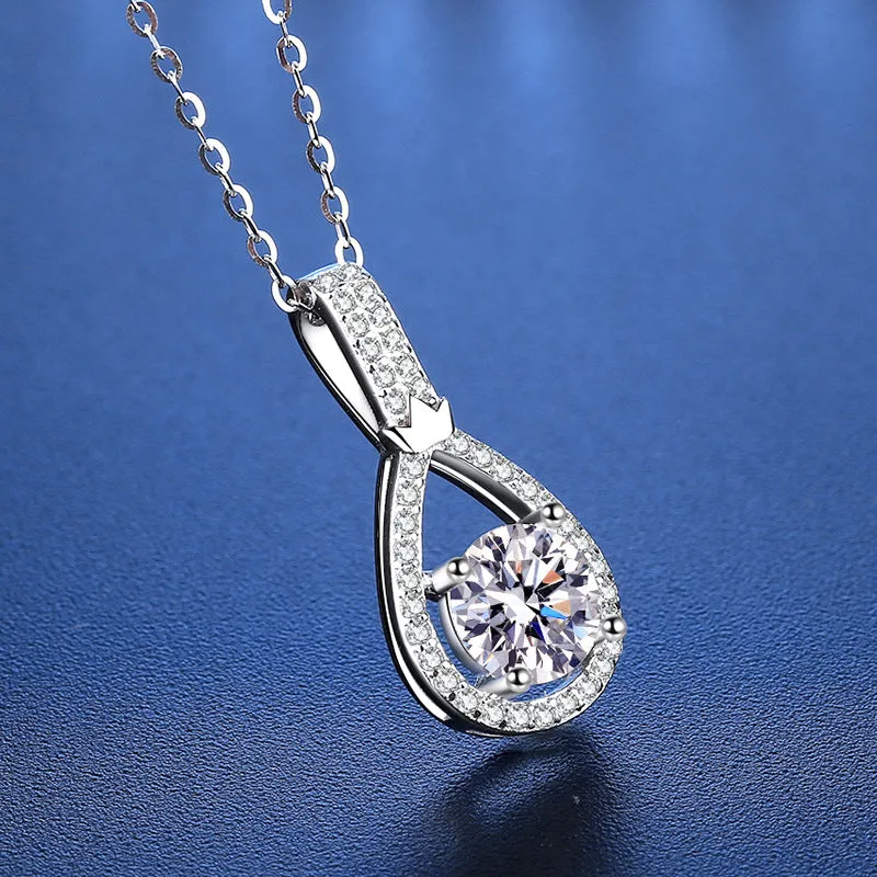 Water Drop Heart Moissanite Necklace Pendant