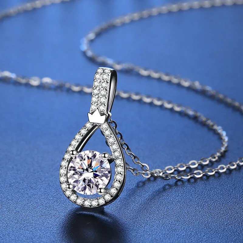Water Drop Heart Moissanite Necklace Pendant