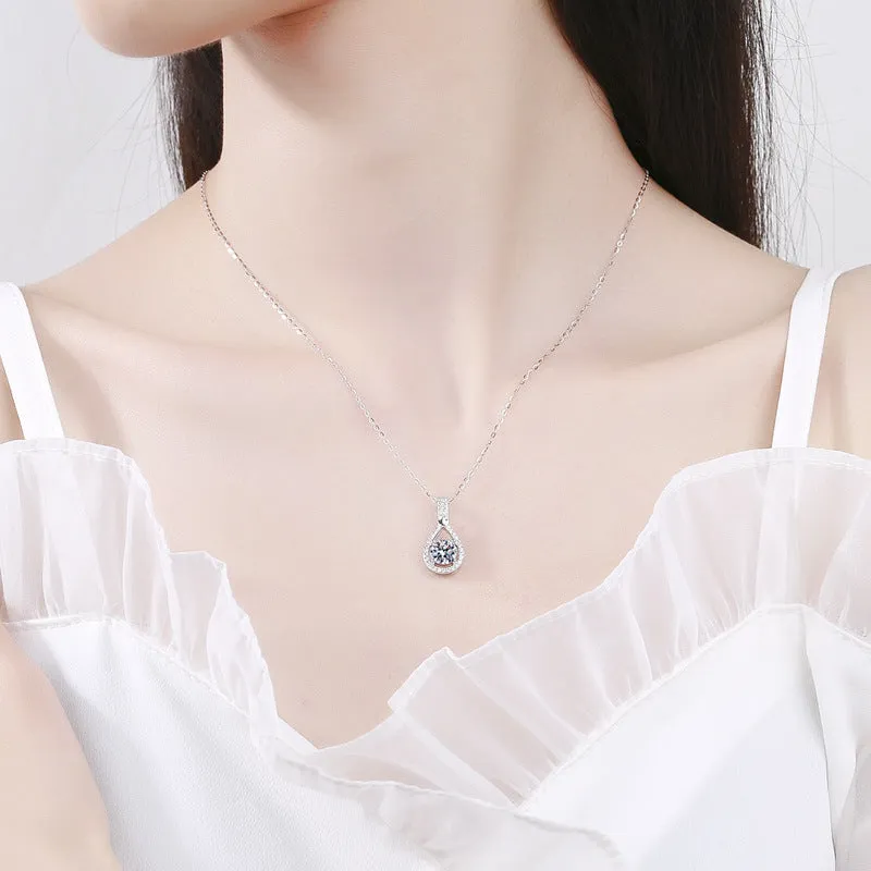 Water Drop Heart Moissanite Necklace Pendant