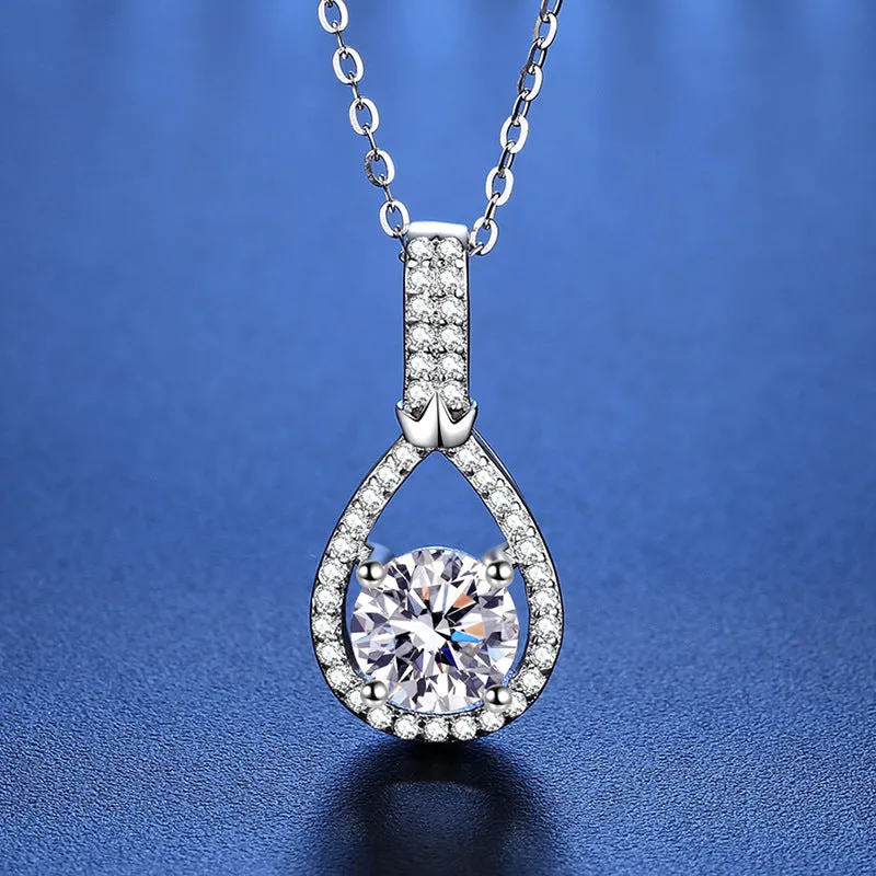 Water Drop Heart Moissanite Necklace Pendant
