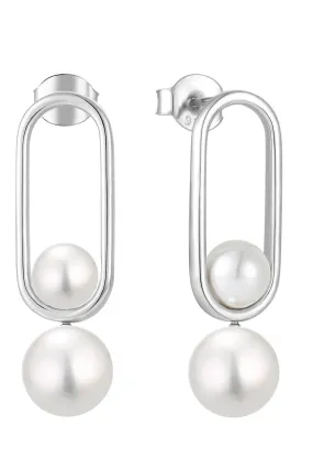 Waterproof Pearl Drop Earrings Sterling Silver