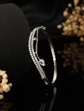 White American Diamond Studded Rhodium-Plated Link Bracelet