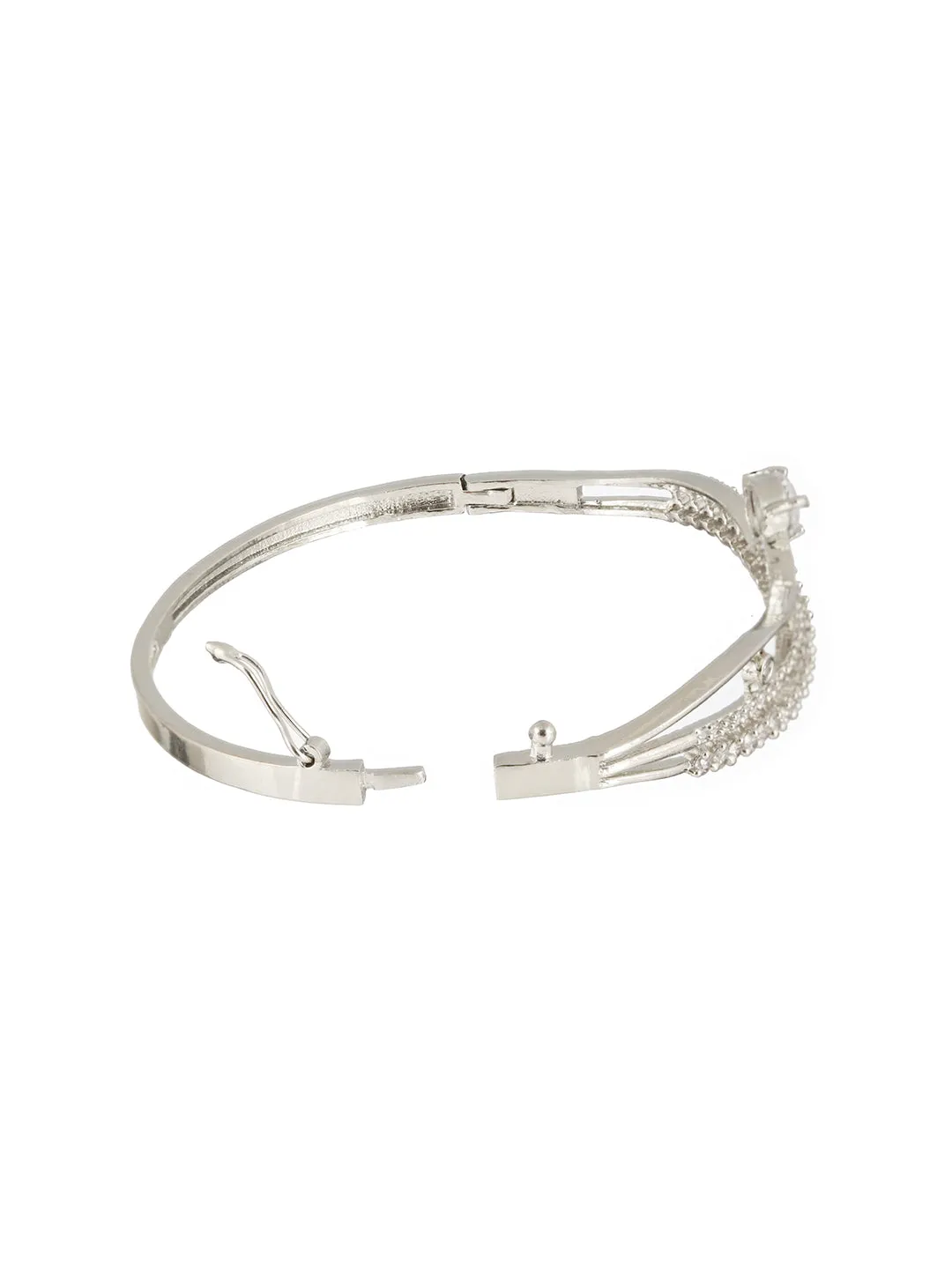 White American Diamond Studded Rhodium-Plated Link Bracelet