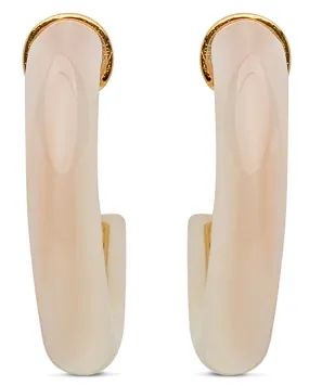 White Mother of Pearl Stone Small Hoop Earrings