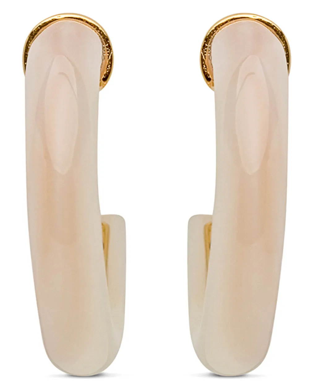 White Mother of Pearl Stone Small Hoop Earrings