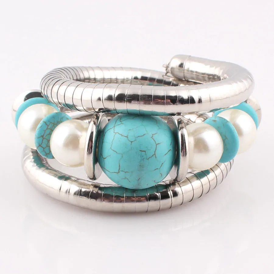 Wholesale Bohemian Multi-layer Turquoise Alloy Bracelets