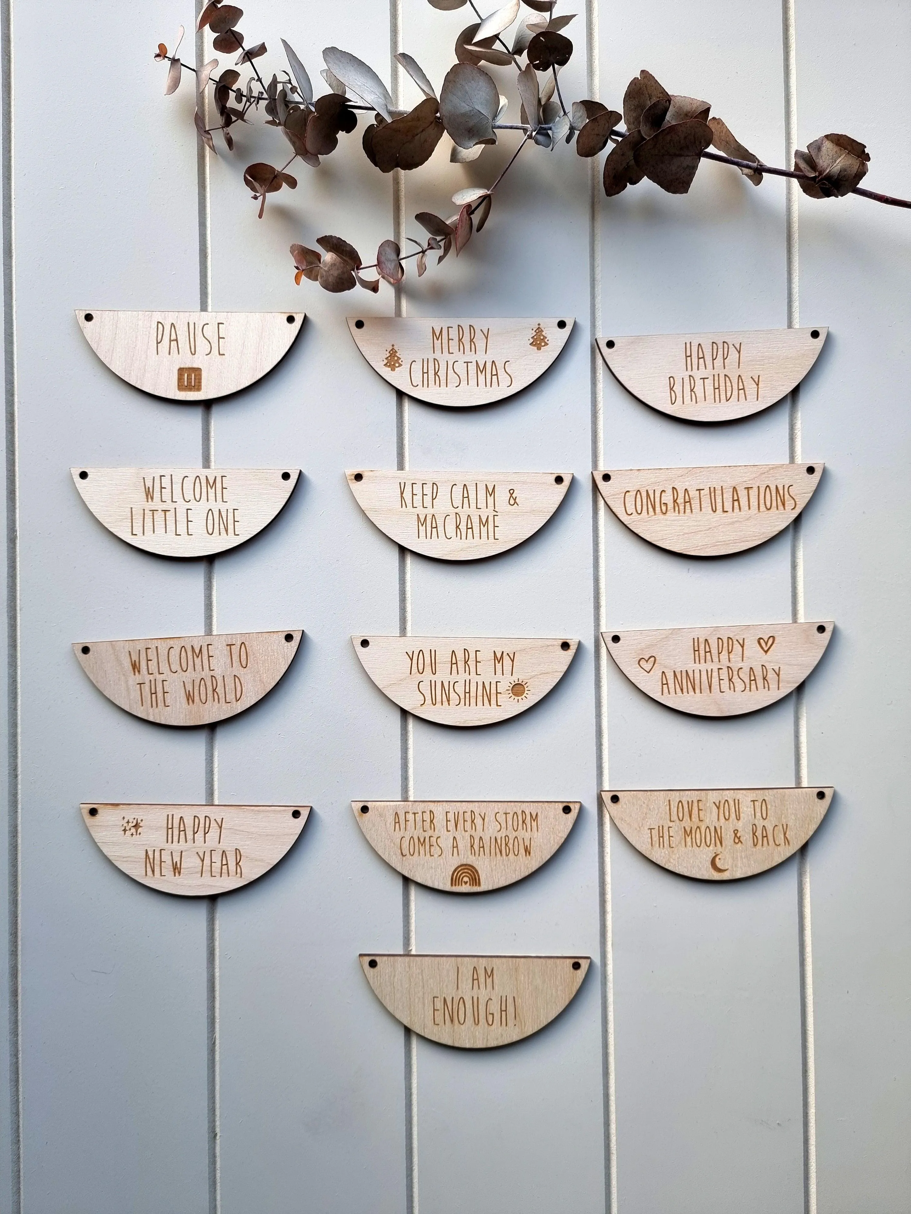 Wood Signs For Macrame Wall Hangers | Holes are 3mm
