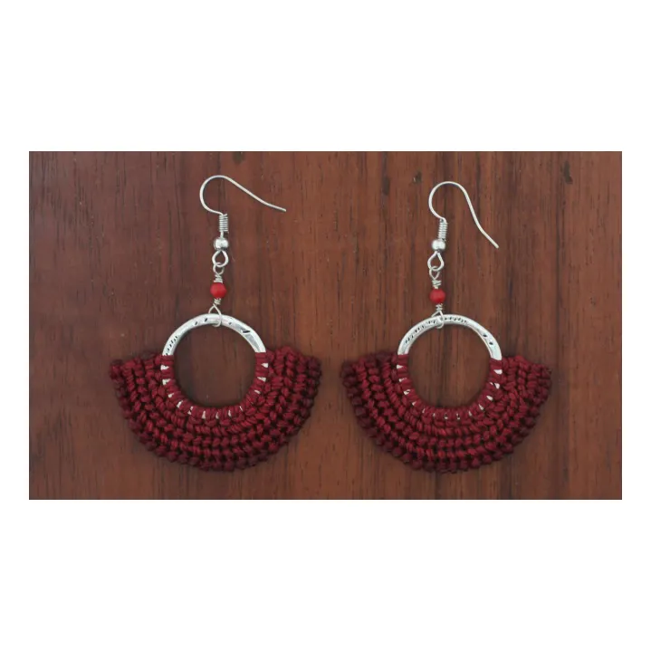 Xantus Macrame Round Earrings - Silver